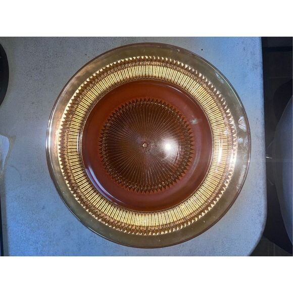 Vintage Jeannette Marigold Sunburst platter 13” flawless cookies burst! - Picture 4 of 16